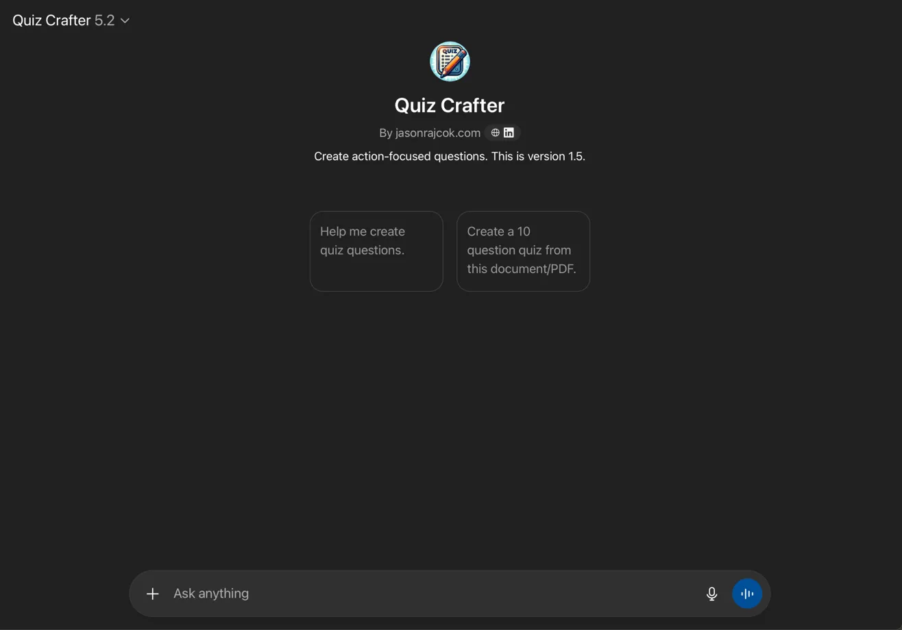 Quiz Crafter GPT Preview